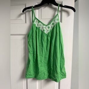 Roxy Green Lace-Trim Cami Top - medium new with tags